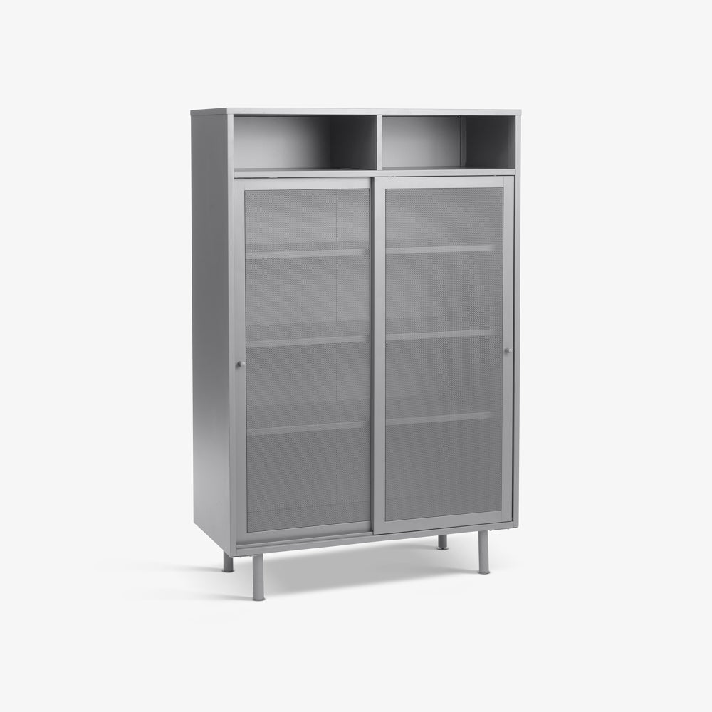 QUINN | שידת אחסון ממתכת עם מדפים פתוחים וסגורים