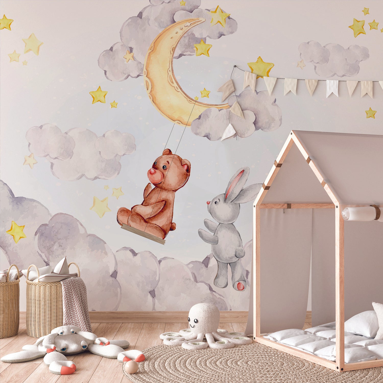 HAMIG | טפט ירח וכוכבים בשילוב בובות