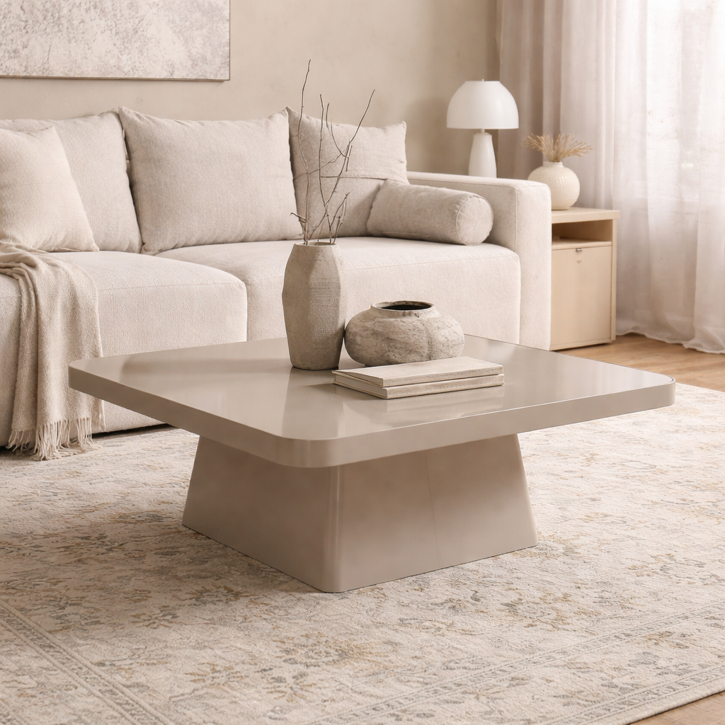 FOLDI | שולחן סלון ריבועי מזכוכית ומתכת, 90/90 ס"מ - KUALA