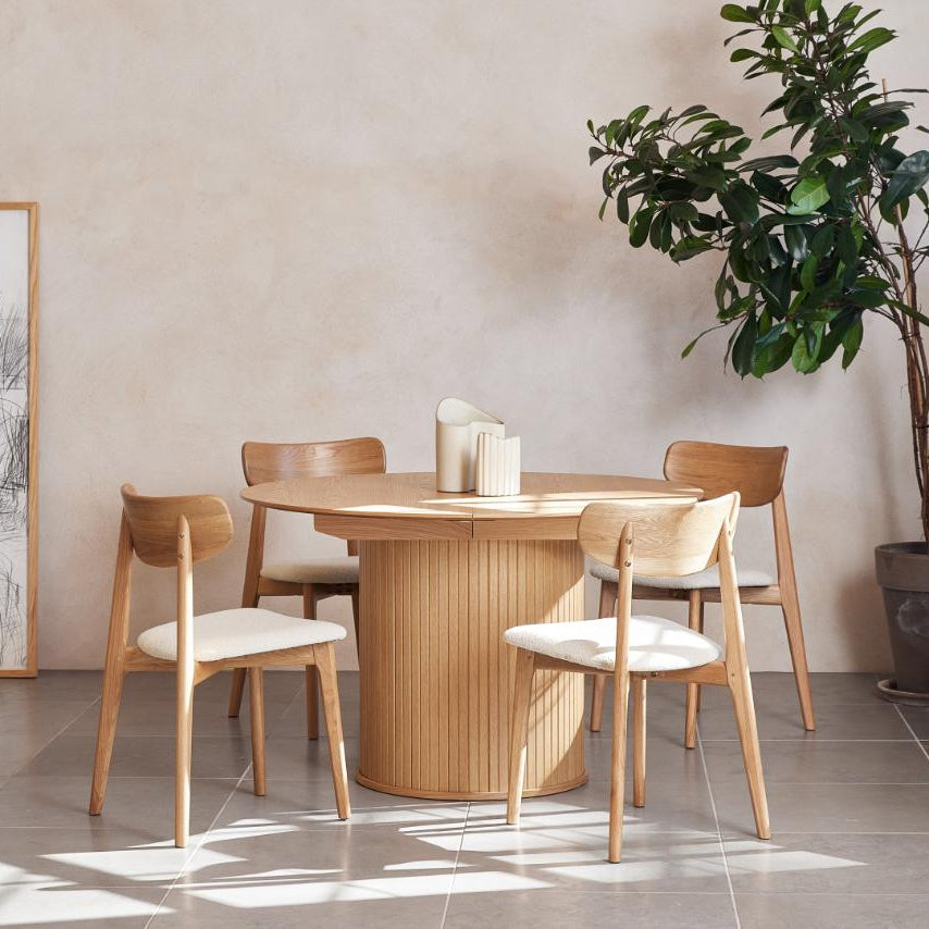 TILE | שולחן עגול קוטר 120 ס"מ, נפתח ל- 167 ס"מ, עד 8 סועדים