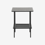 BIBE | שולחן צד ריבועי 45/45 ס"מ, ממלמין, ראטן ומתכת, עם מדף פתוח