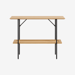 NOMIME | קונסולה מעוצבת מעץ, ראטן ומתכת, עם מדף פתוח