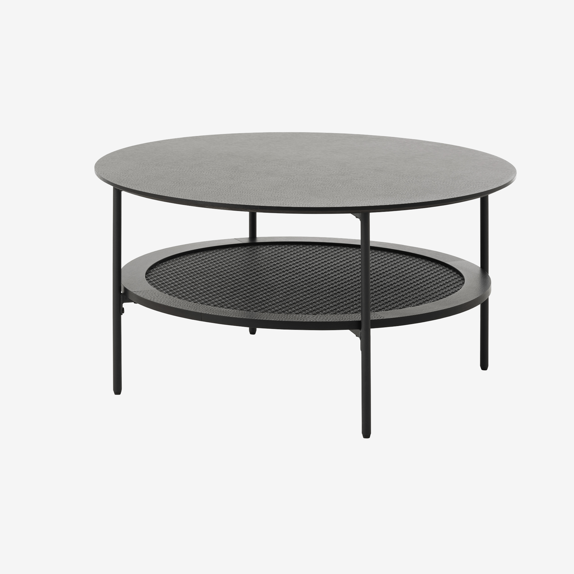 LOTOZE | שולחן סלון עגול מעץ, ראטן ומתכת, קוטר 80 ס"מ