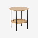 NUBANU | שולחן צד עגול ממלמין, ראטן ומתכת, קוטר 50 ס"מ, עם מדף פתוח