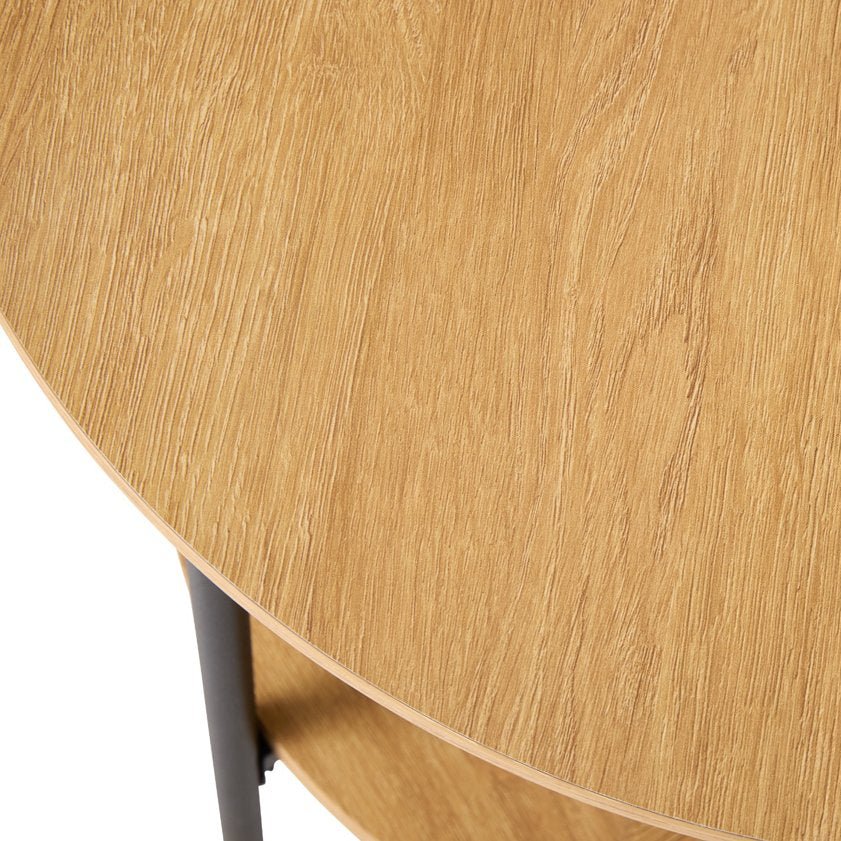 NUBANU | שולחן צד עגול ממלמין, ראטן ומתכת, קוטר 50 ס"מ, עם מדף פתוח