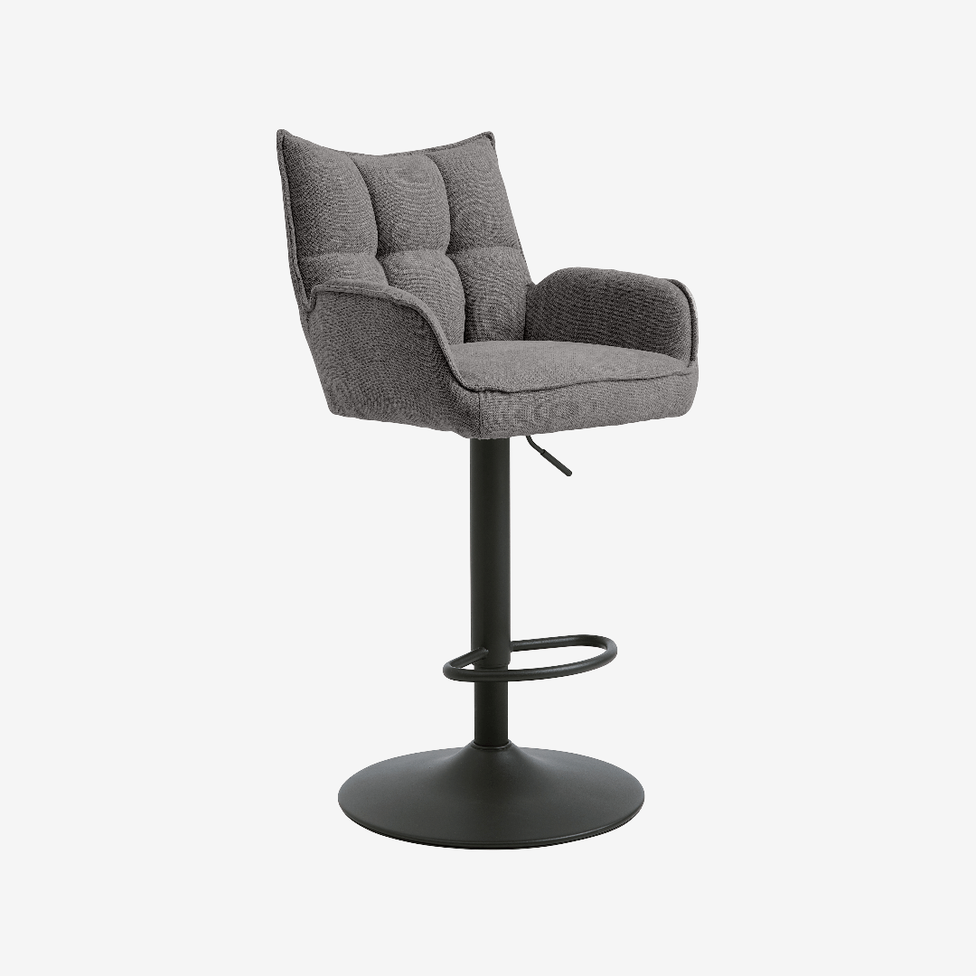 ZYKA | כיסא בר מרופד בבד אריג, גוון אפור