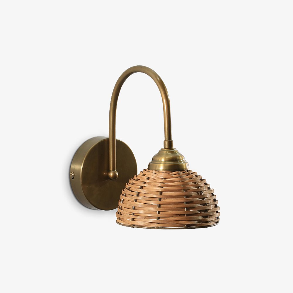 YURO | מנורת קיר ממתכת בשילוב ראטן - KUALA