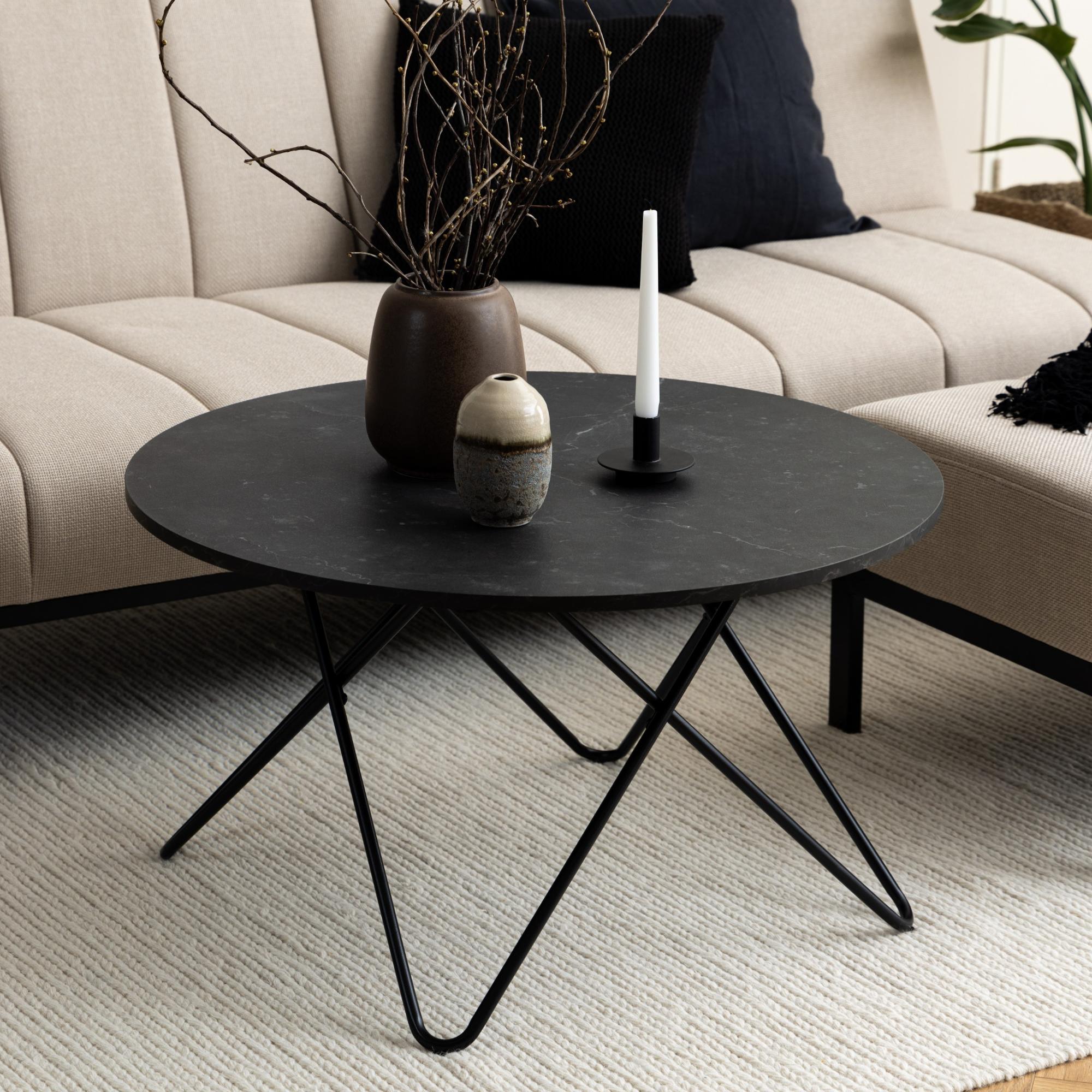 GLODA | שולחן סלון עגול ממלמין ומתכת, קוטר 80 ס"מ