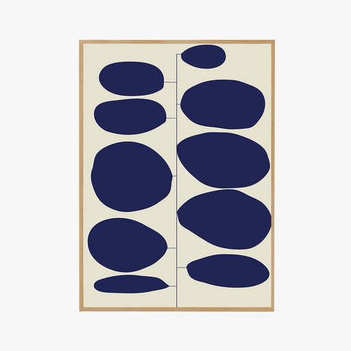 מעבר לעמוד מוצר CAYEEN | פרינט עיגולים כחולים במסגרת עץ מלא