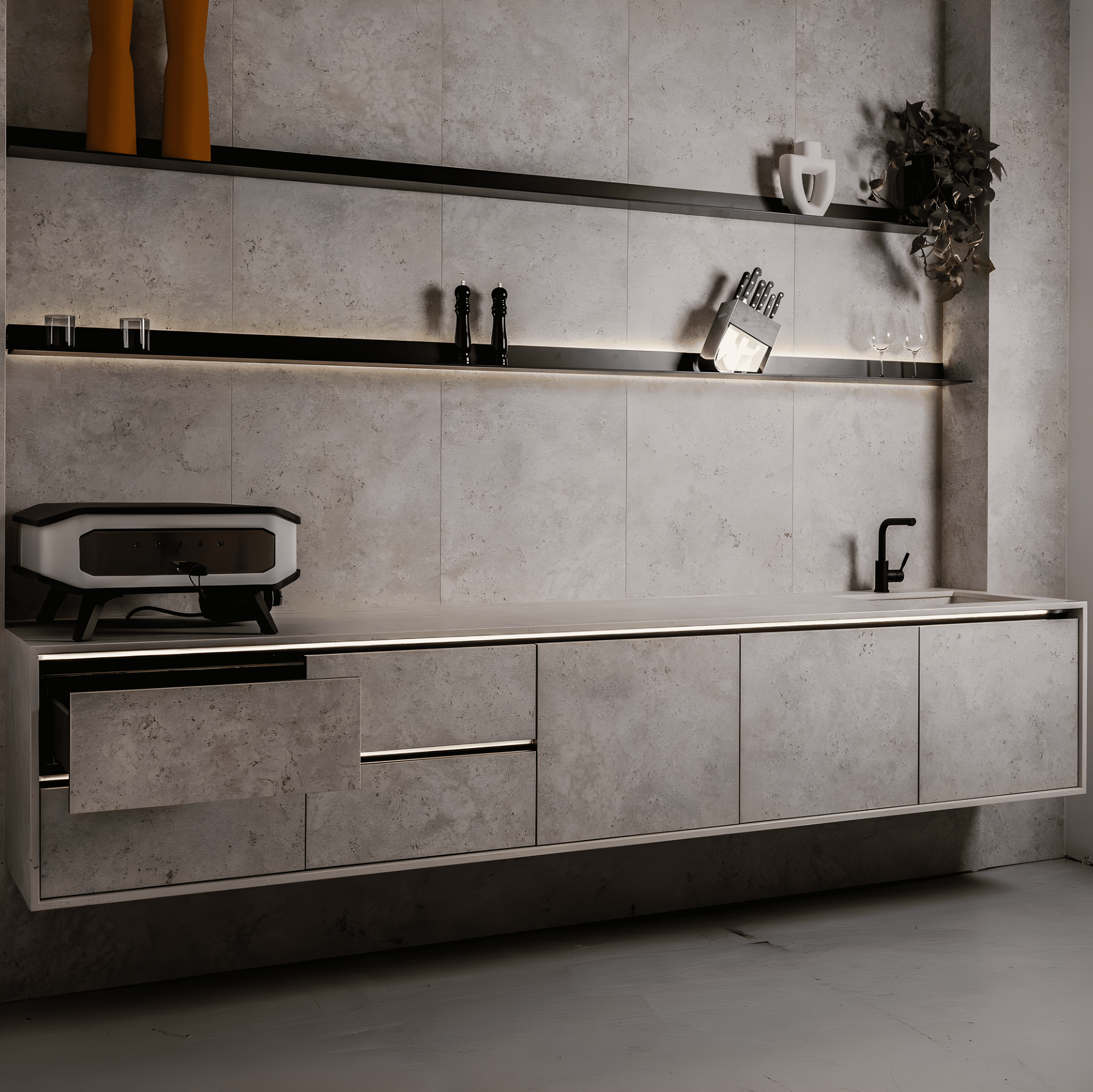 SONDEF | מדף מעוצב עם תוספת תאורה לבחירה