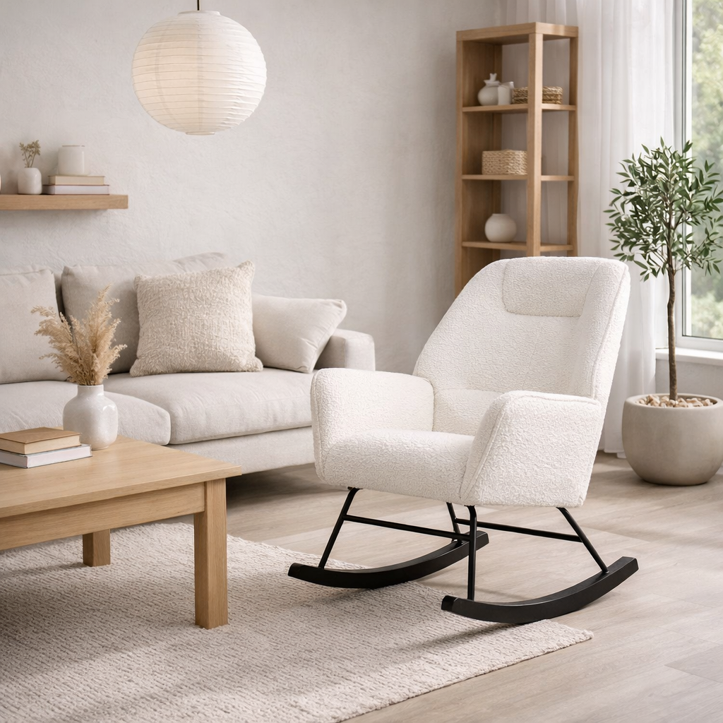 XILOX | כורסת נדנדה מרופדת בבד בוקלה - KUALA