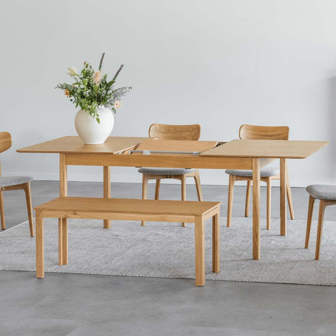 CONNOR | שולחן אוכל מלבני 160/90 ס"מ, נפתח ל-220 ס"מ עד 10 סועדים