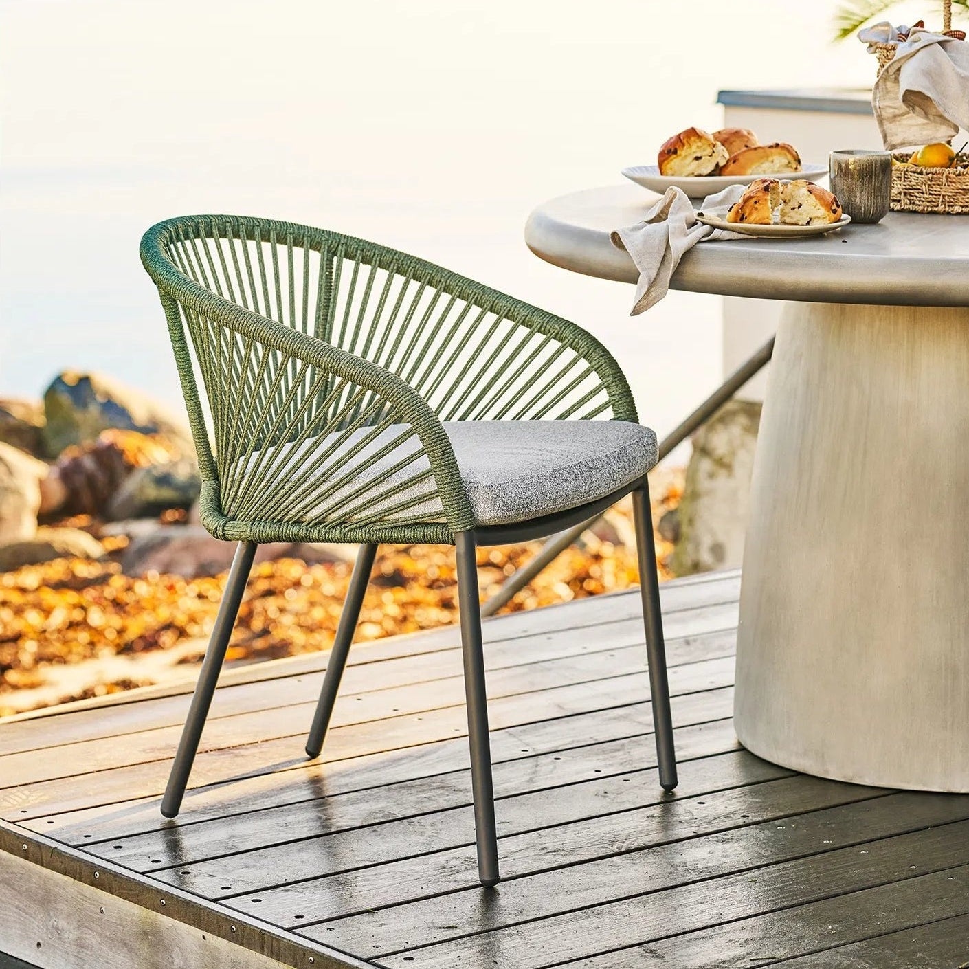 MOLAK | כיסא אוכל מאלומיניום וחבלים עם כרית ישיבה - KUALA