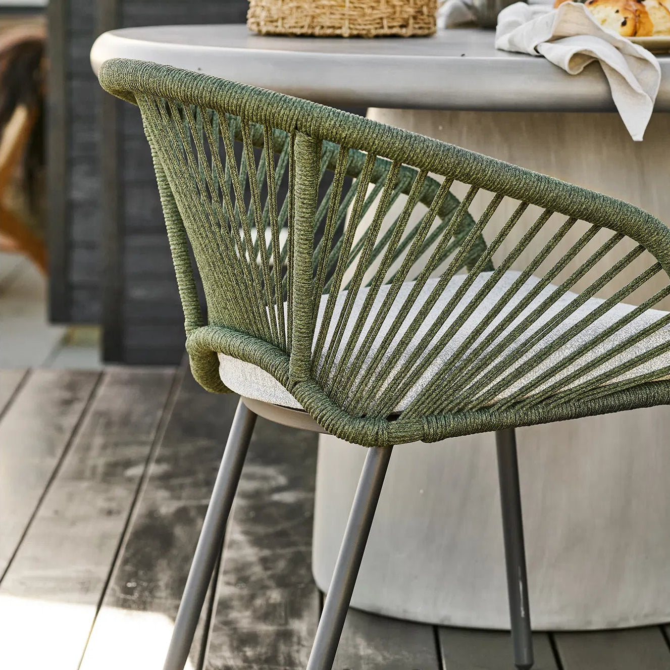 MOLAK | כיסא אוכל מאלומיניום וחבלים עם כרית ישיבה - KUALA