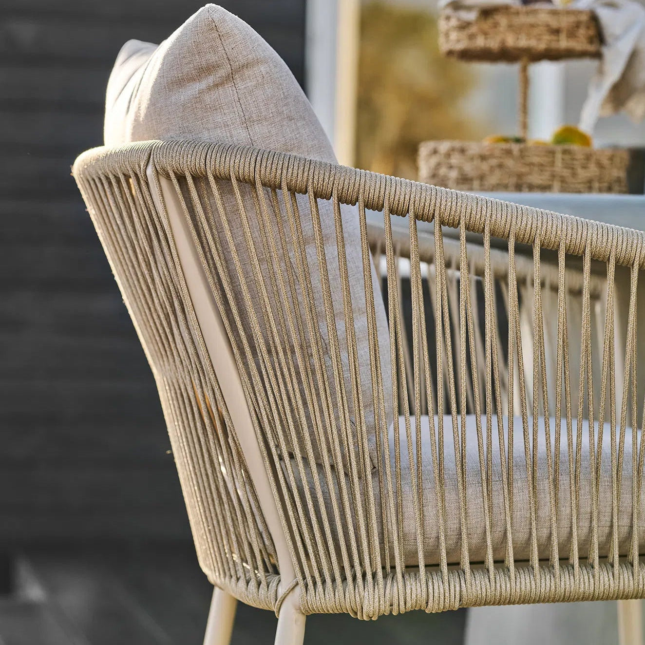 ARKA | כיסא אוכל מאלומיניום וחבלים עם כרית ישיבה - KUALA