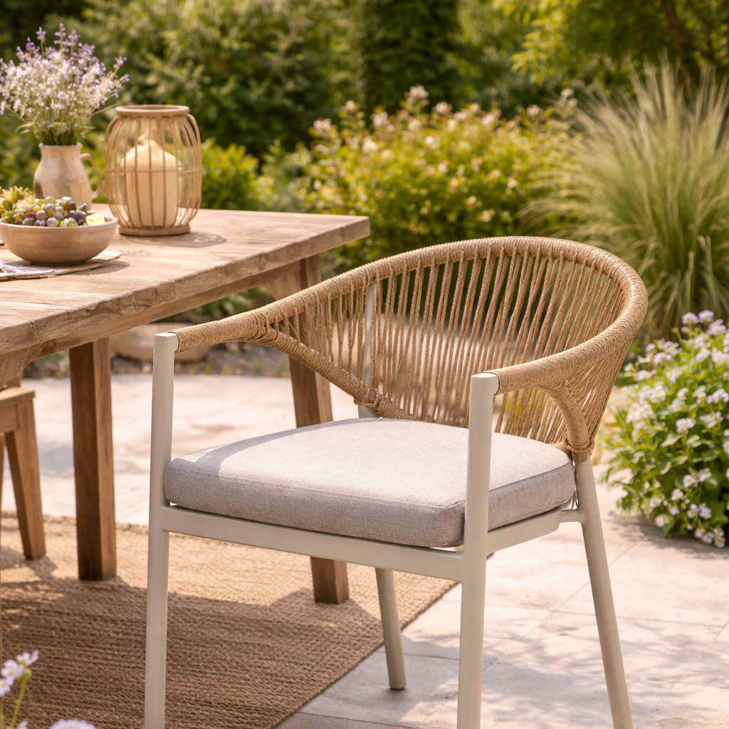 ARON | כיסא אוכל מאלומיניום בשילוב חבלים - KUALA