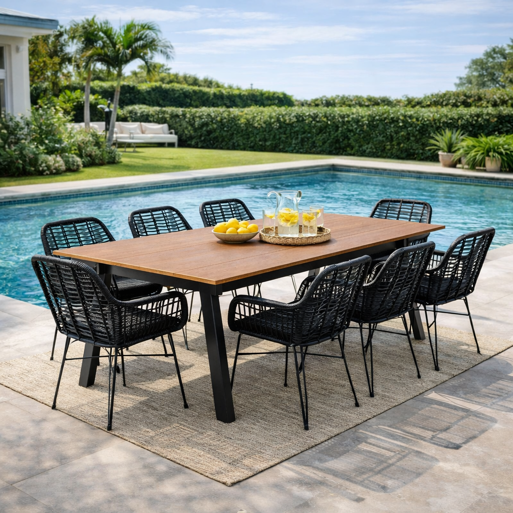 RORI | שולחן אוכל דמוי עץ לגינה, 10020 ס"מ - KUALA