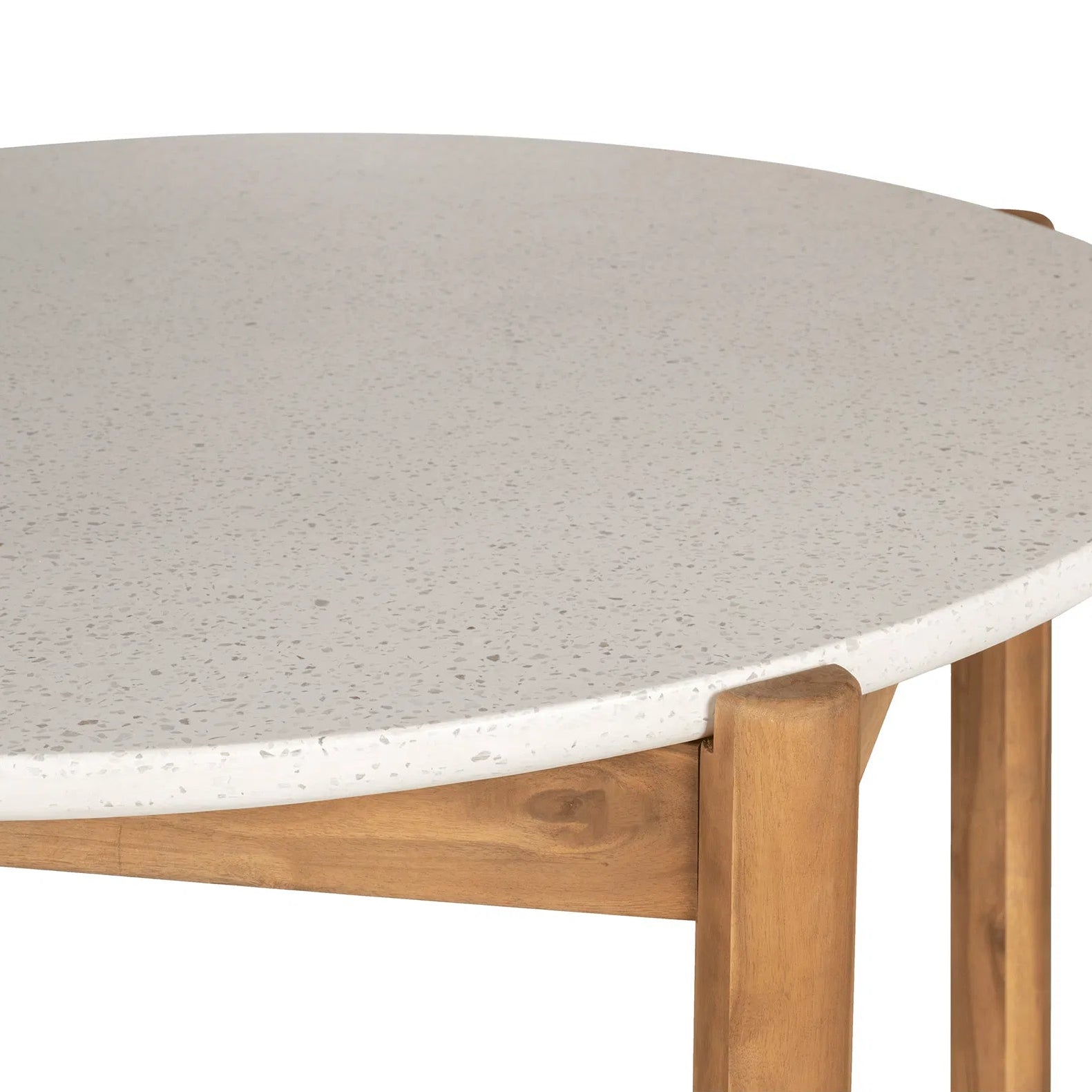 TERA | שולחן אוכל לגינה מעץ שיטה מלא ואבן טרצו , קוטר 120 ס"מ - KUALA