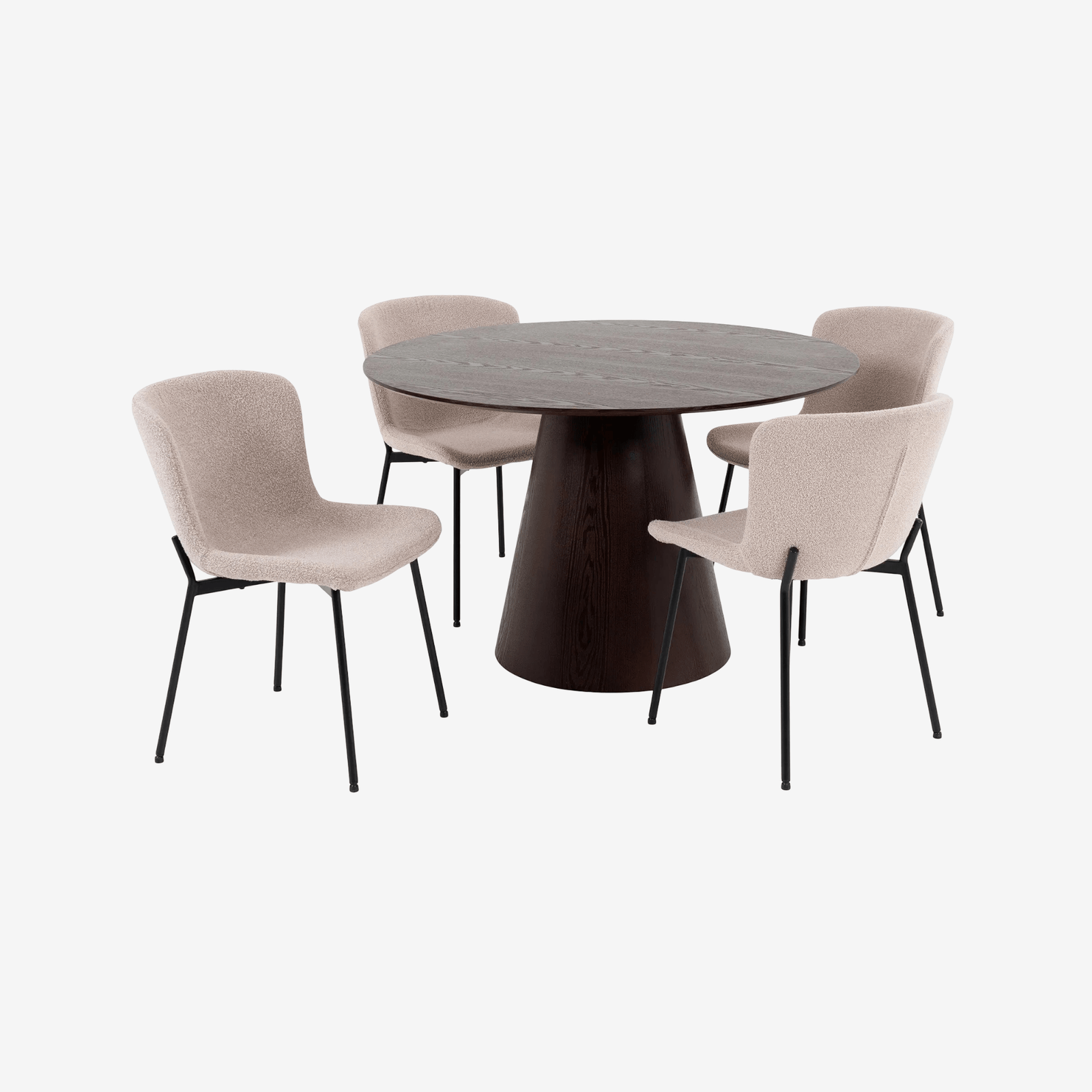 SORI | שולחן אוכל עגול קוטר 120 ס"מ, עד 6 סועדים עם 4 כסאות