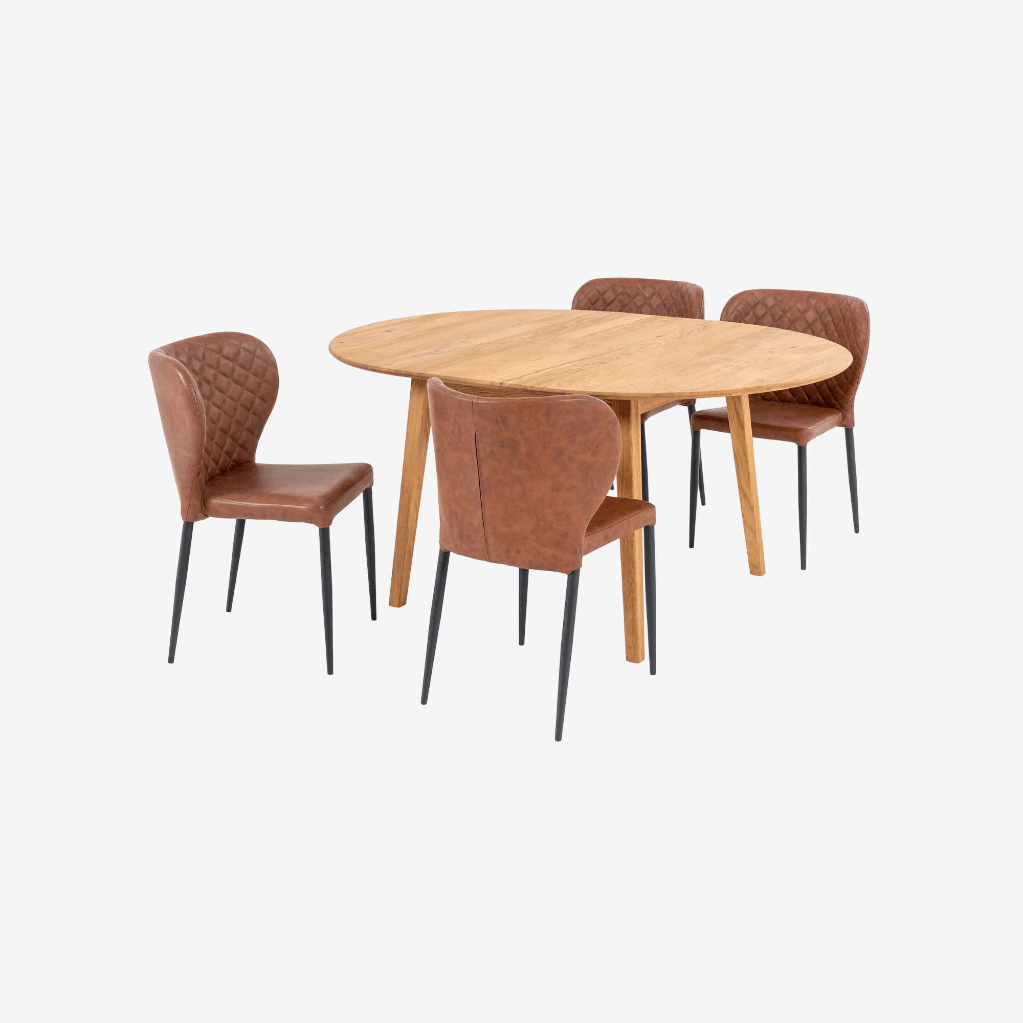 NAYANA |  שולחן אוכל עגול נפתח 120 ס"מ, עד 6 סועדים עם 4 כסאות - KUALA