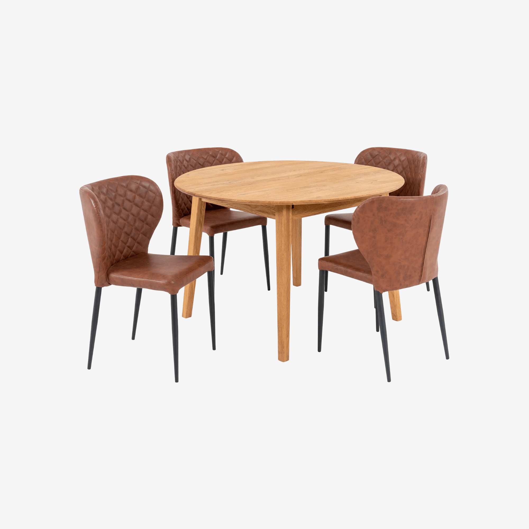 NAYANA |  שולחן אוכל עגול נפתח 120 ס"מ, עד 6 סועדים עם 4 כסאות - KUALA