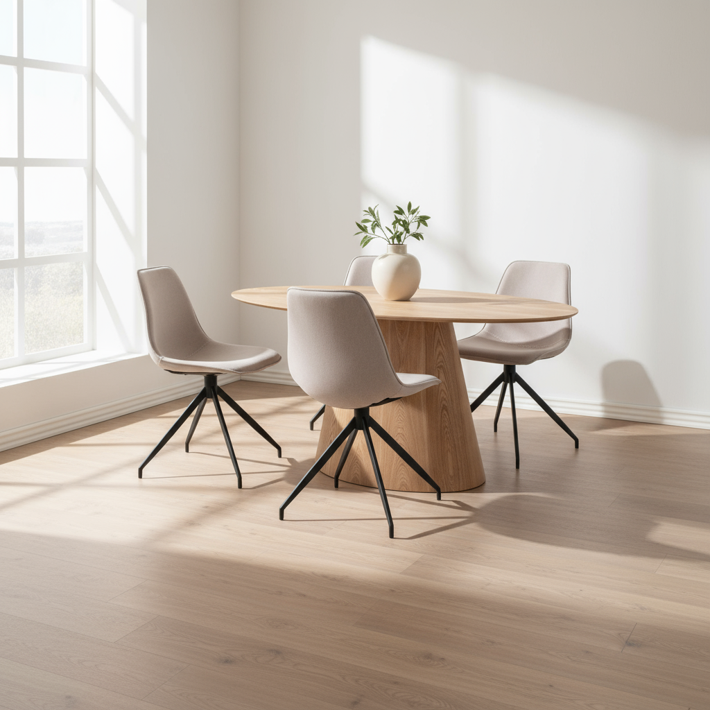 NASUBU |  שולחן אובלי 160/90 ס"מ, עד 4 סועדים עם 4 כסאות