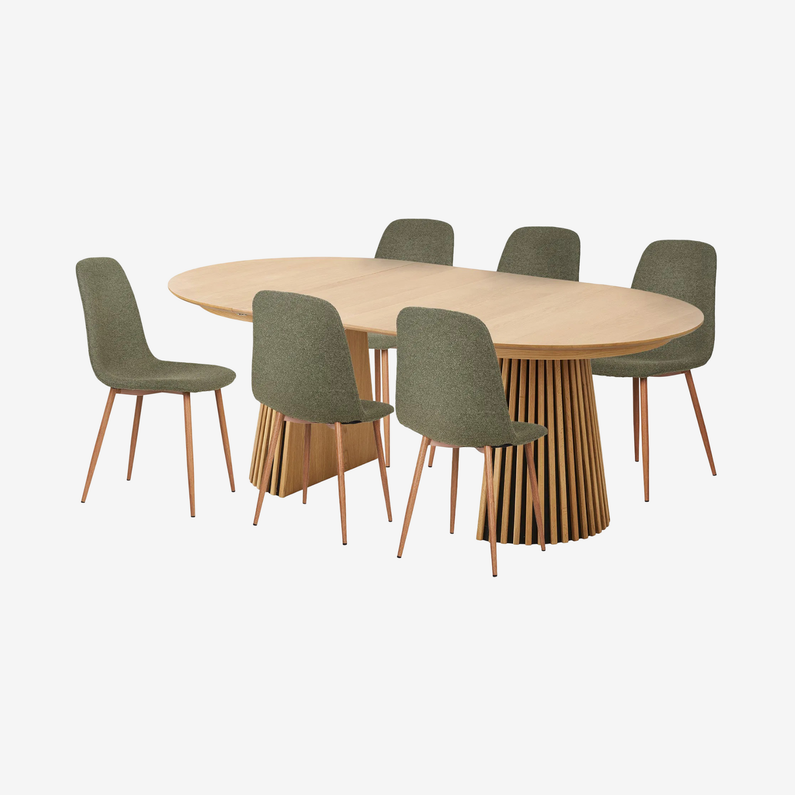 RELOLE |  שולחן אוכל עגול קוטר 120 ס"מ, נפתח ל-200 ס"מ עד 8 סועדים עם 6 כסאות