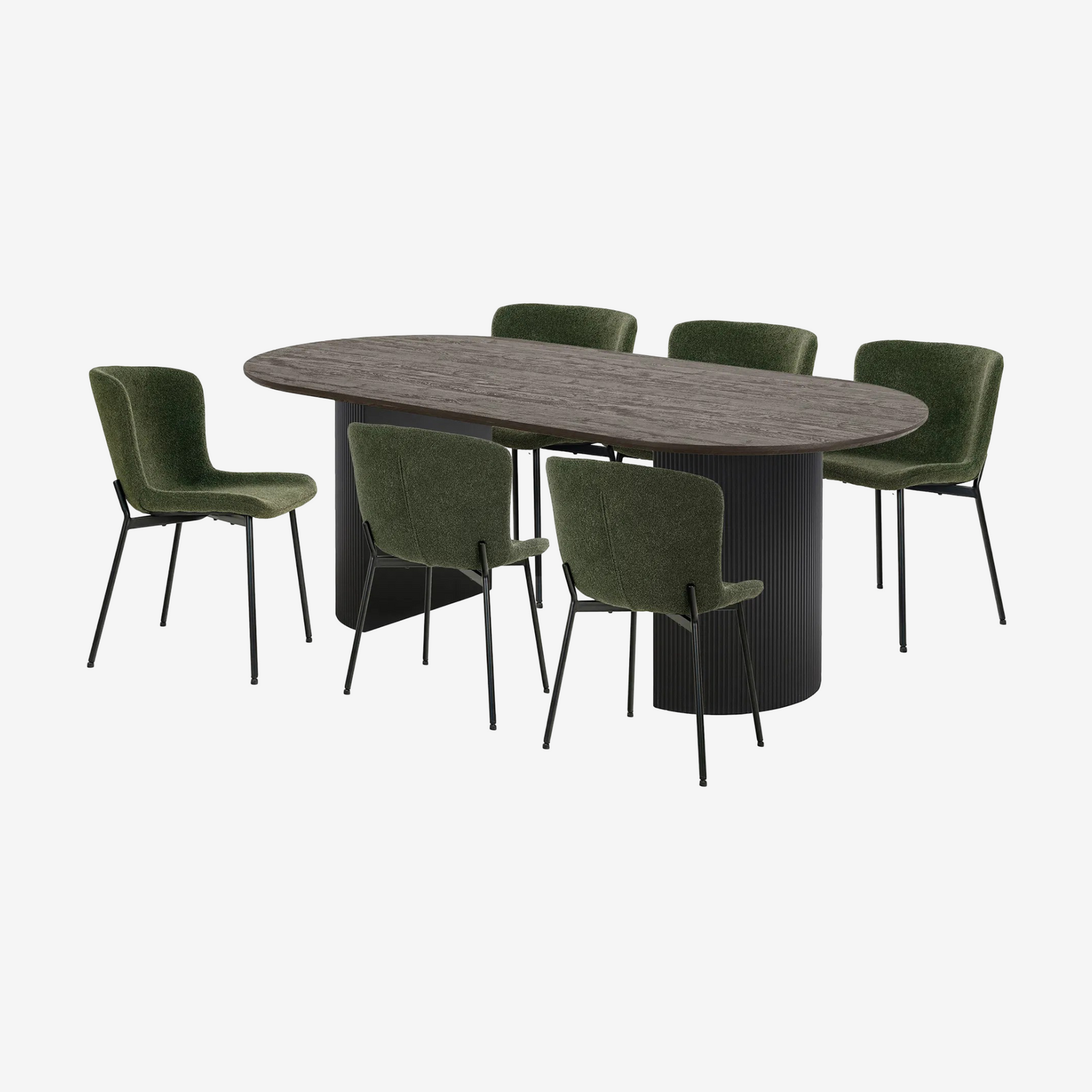 NEZA | שולחן אובלי 210/100 ס"מ, עד 8 סועדים עם 4 כסאות