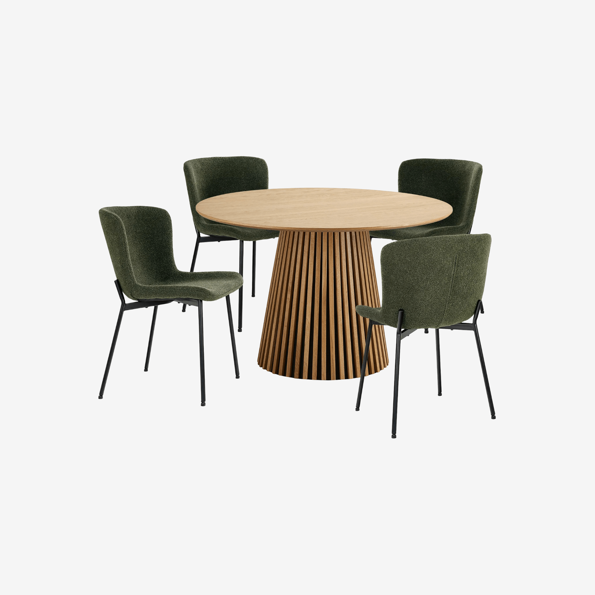 LIMABI |  שולחן אוכל עגול קוטר 120 ס"מ, עד 6 סועדים עם 4 כסאות - KUALA