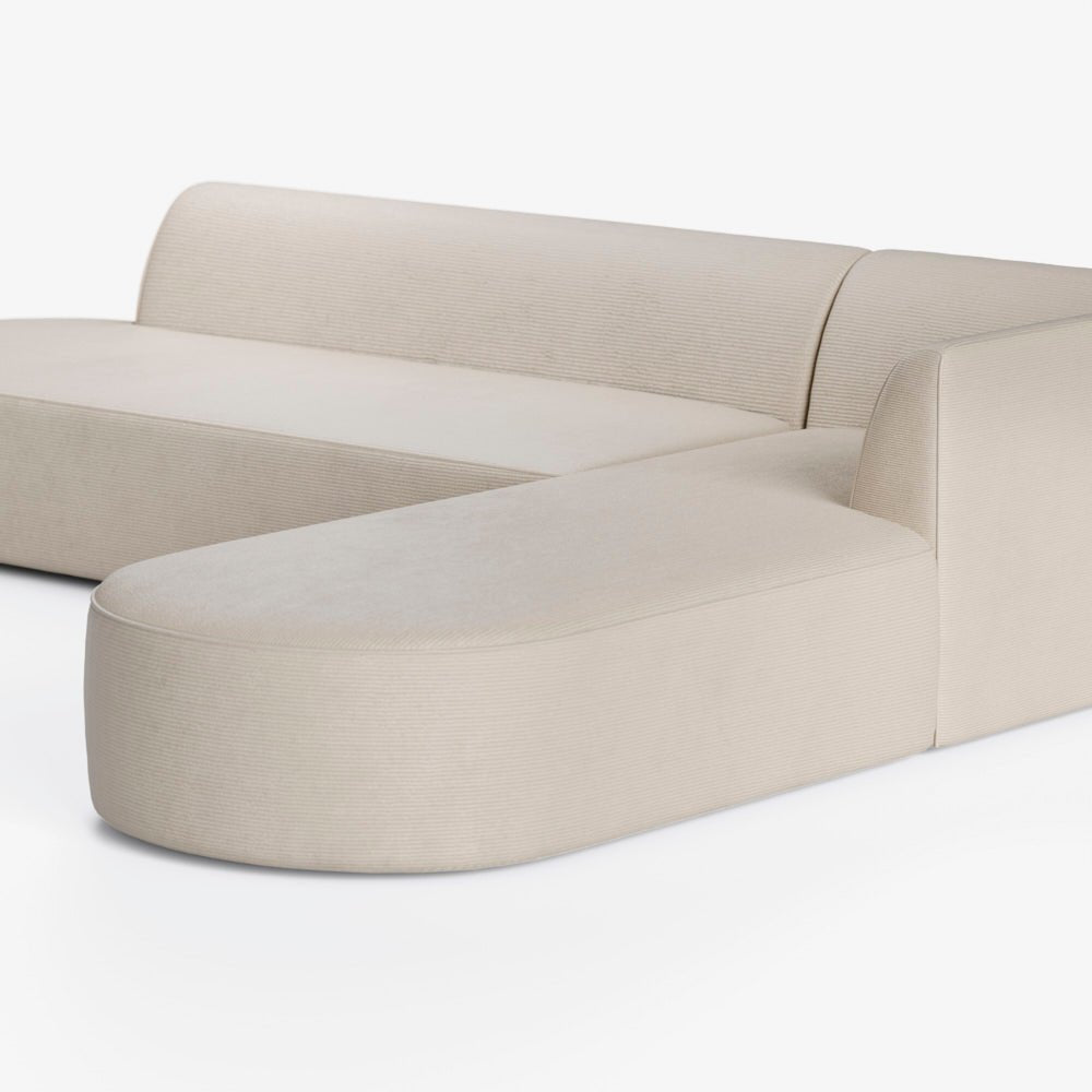 HOOKI | ספה פינתית מעוגלת לסלון מבד קורדרוי דק ורך - KUALA