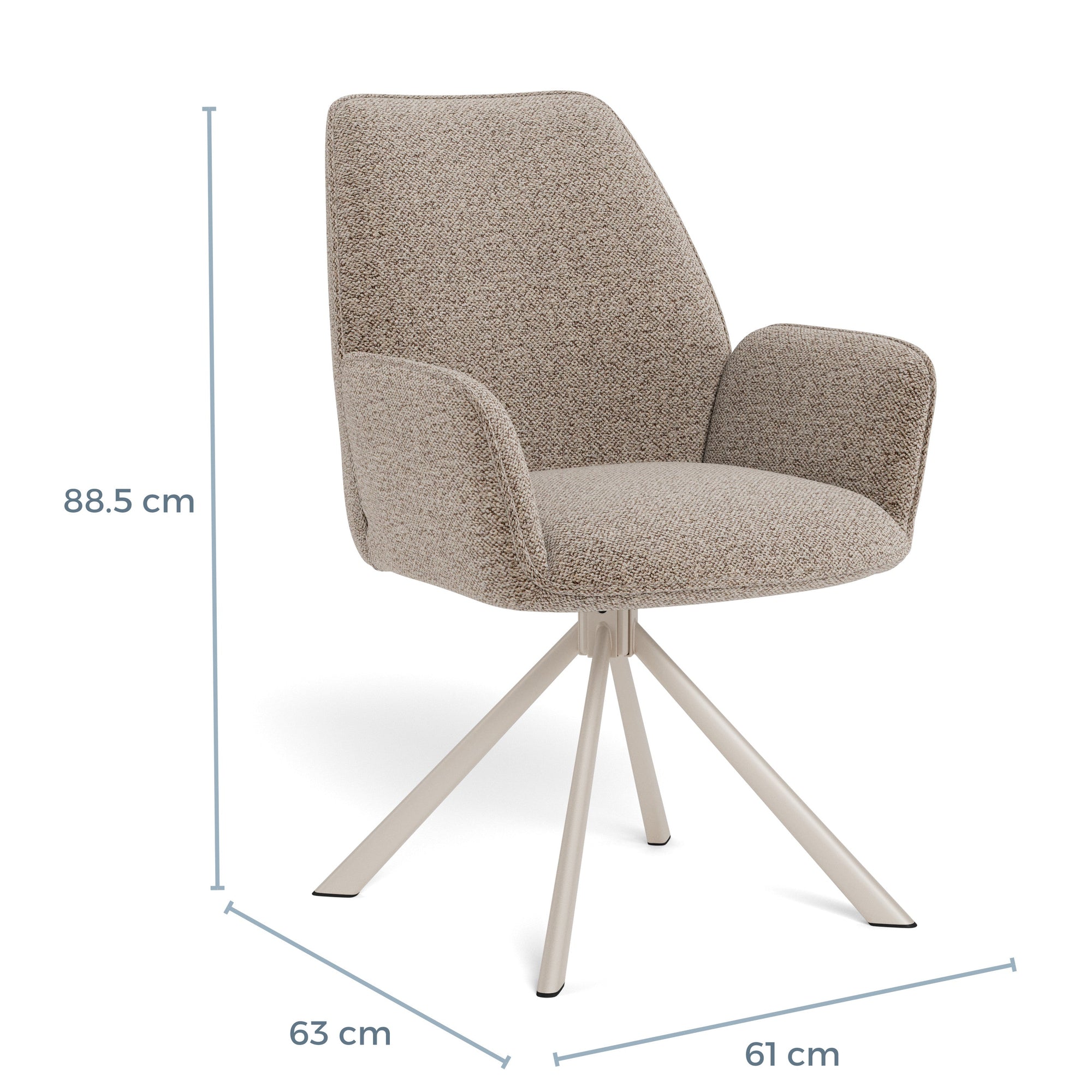 ASHU | כיסא מסתובב מרופד בבד אריג - KUALA