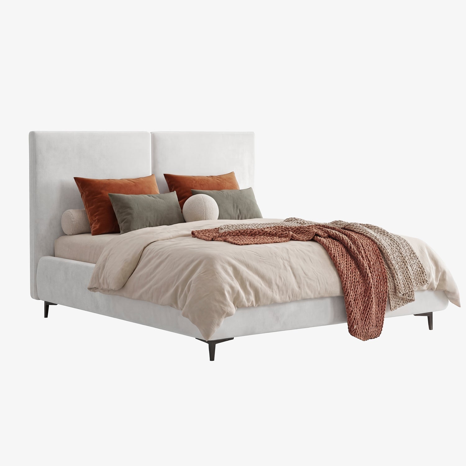 ALFOR | מיטה זוגית מרופדת בבד קטיפה