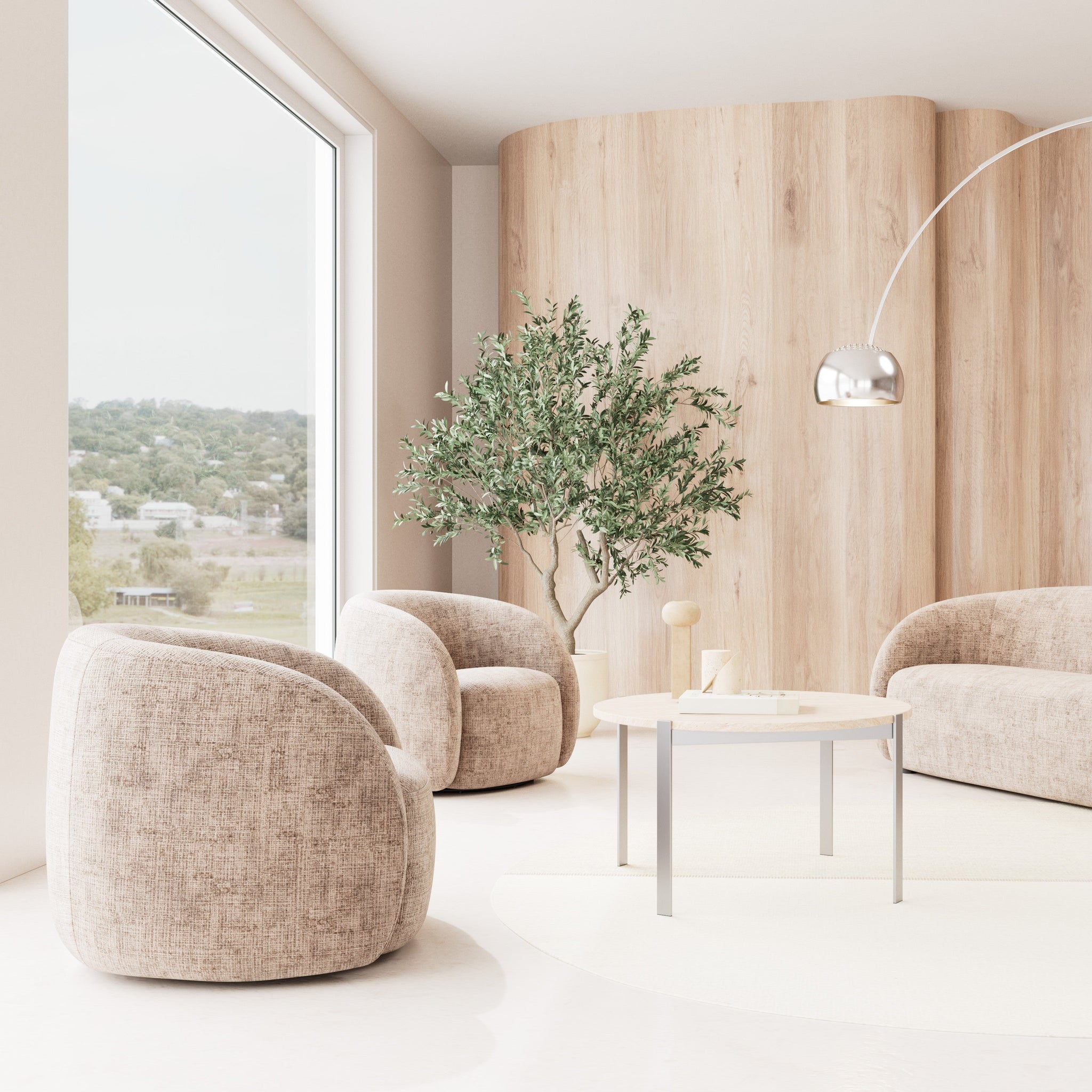 ARIA | כורסא מסתובבת מרופדת בבד אריג