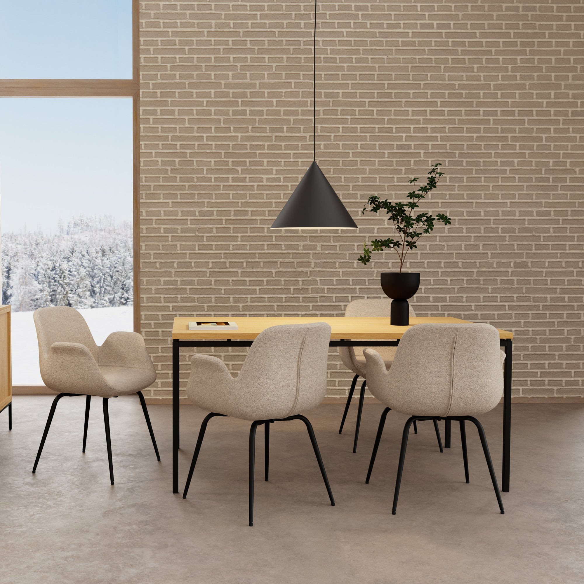 ARLOK | כיסא עם משענות יד מרופד בבד אריג