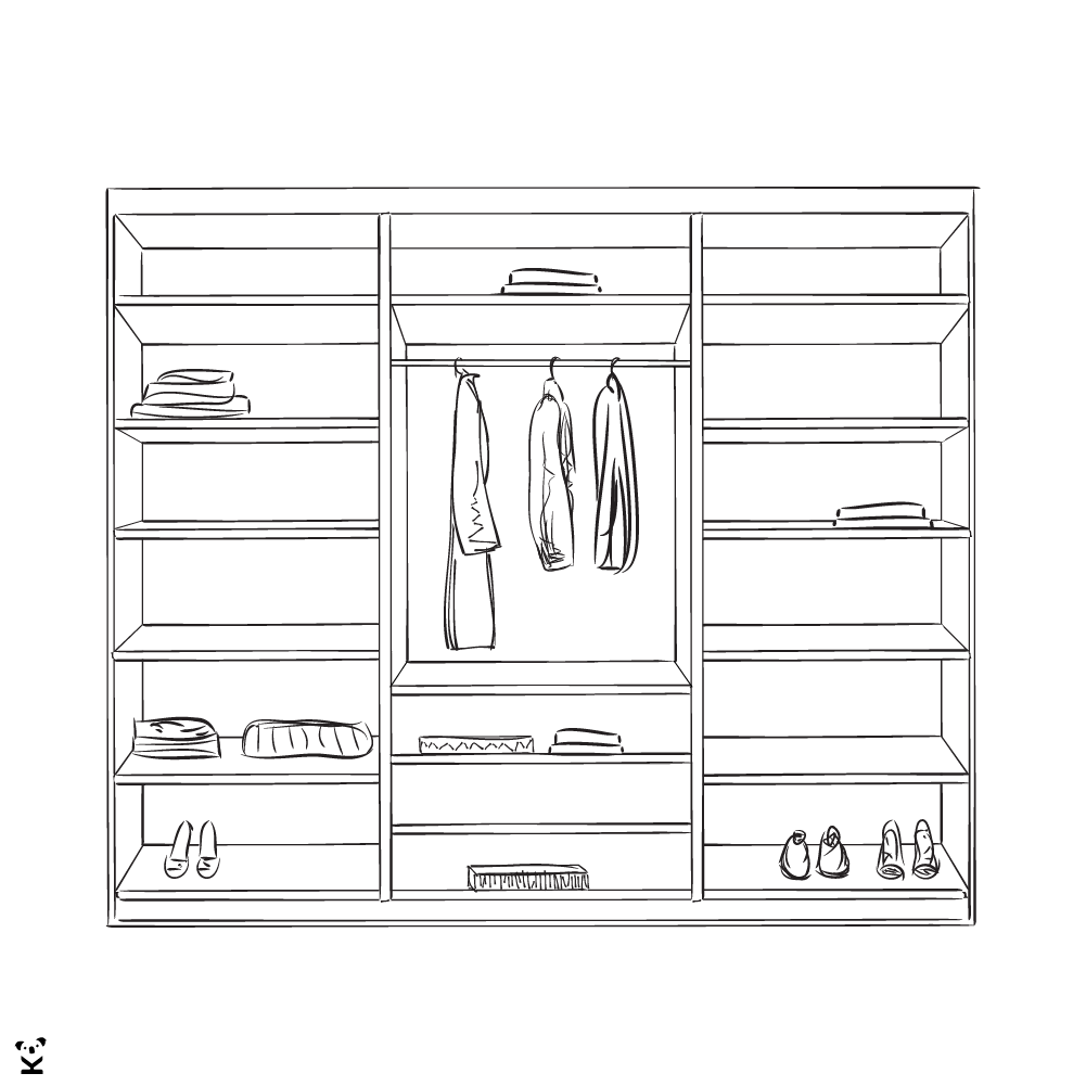 INGUNN | ארון דלתות פתיחה בחיפוי מלמין ובשילוב זכוכית