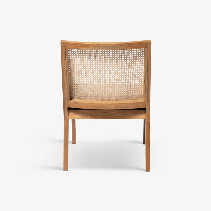 TOULON | כורסא בסגנון בוהו שיק מעץ מלא בשילוב ראטן ומושב מרופד