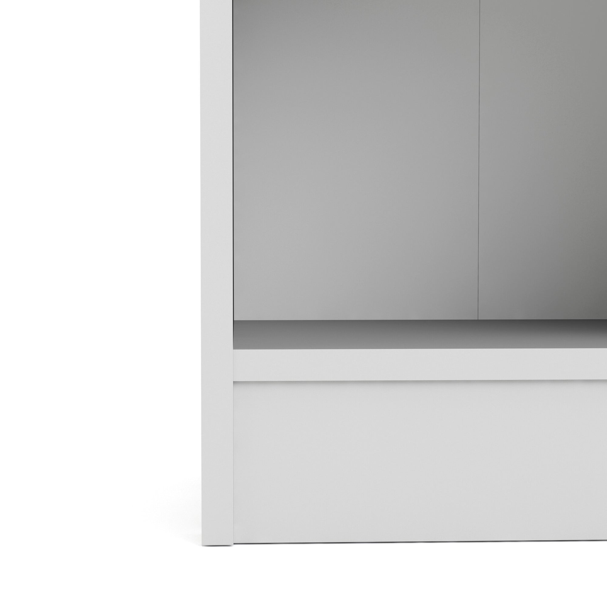 KIKETA | יחידת מדפים ממלמין וזכוכית, עם מדפים פתוחים סגורים