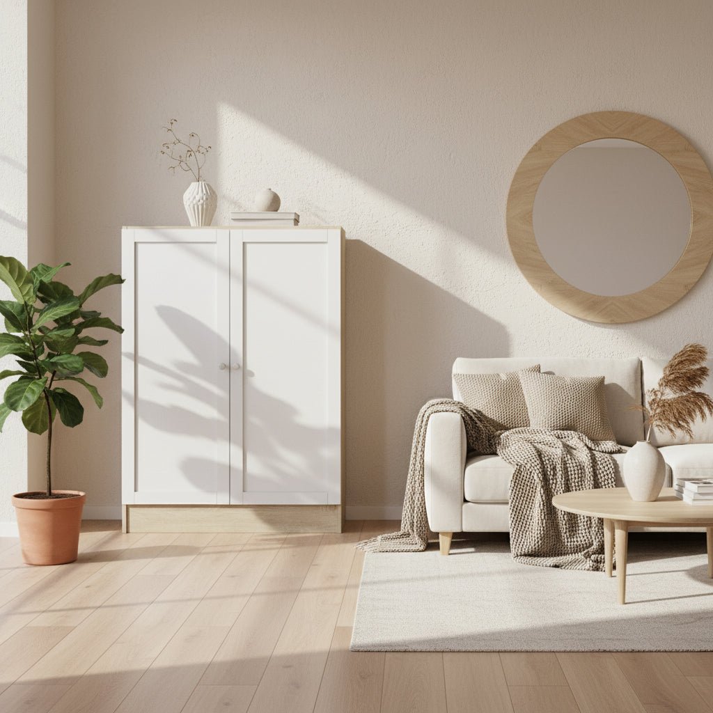 TIMU | יחידת מדפים ממלמין, עם מדפים סגורים