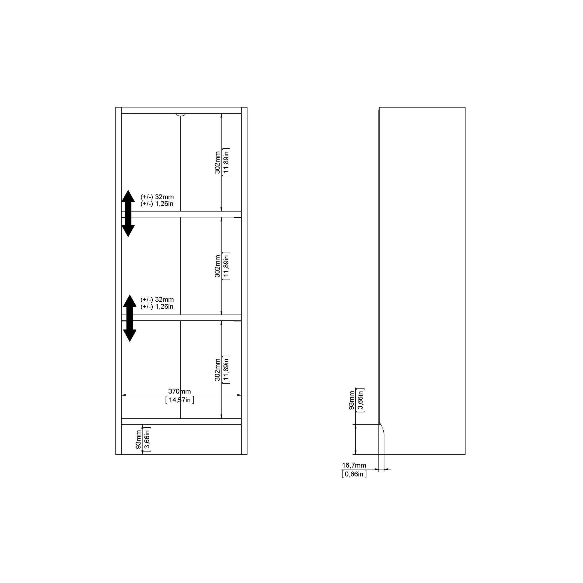 RAGANTI | יחידת אחסון ממלמין, עם מדפים פתוחים