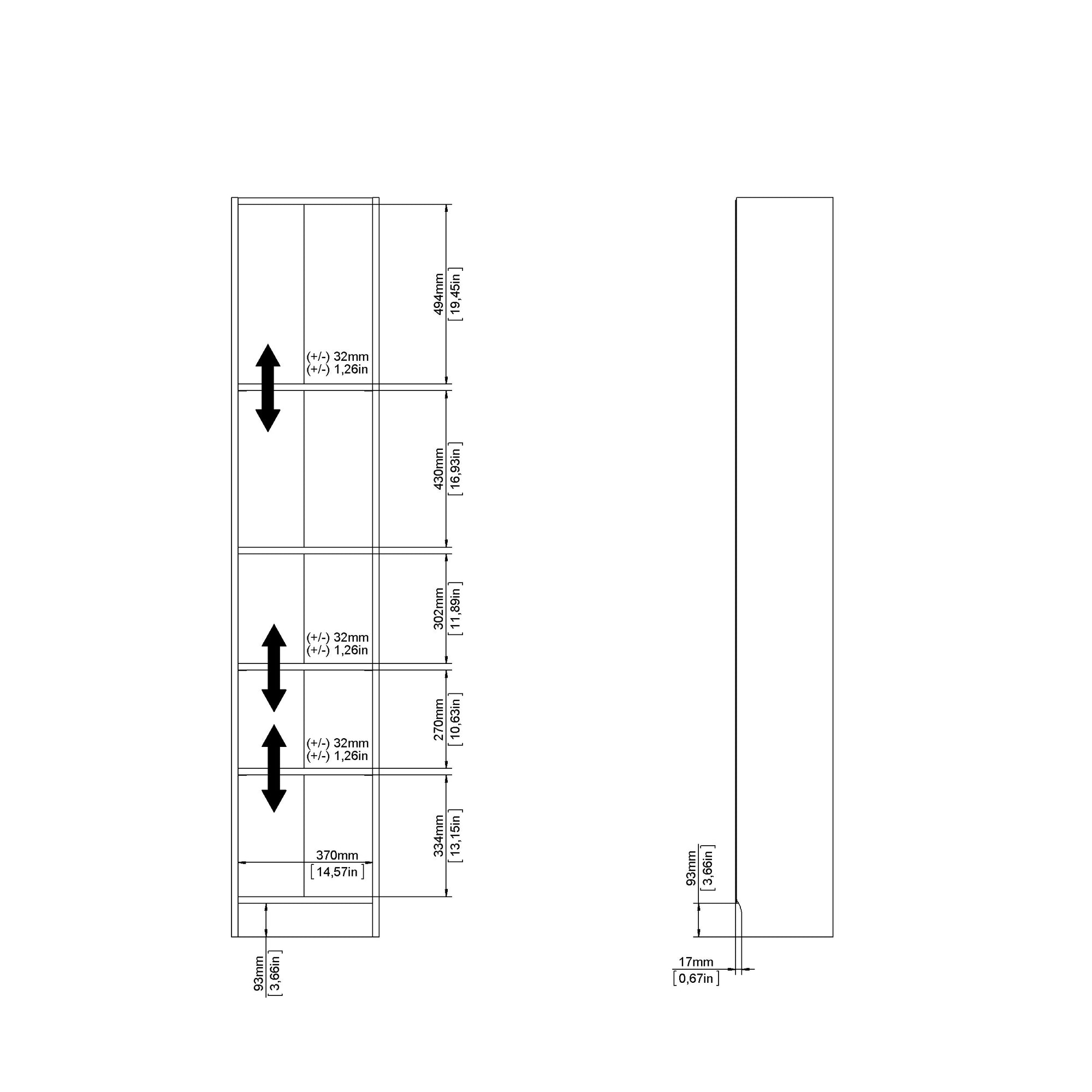 BOBRA | יחידת אחסון ממלמין, עם מדפים פתוחים