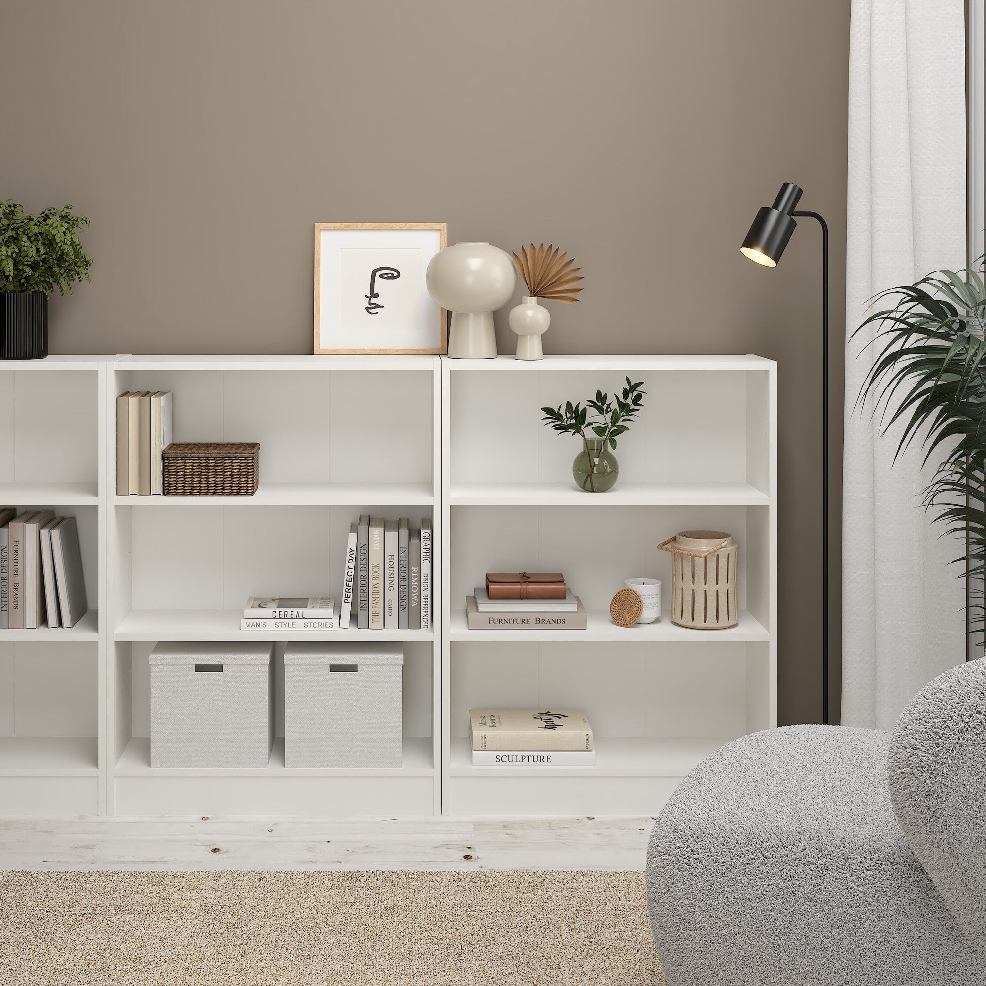 HAKULIN | יחידת מדפים ממלמין, עם מדפים פתוחים