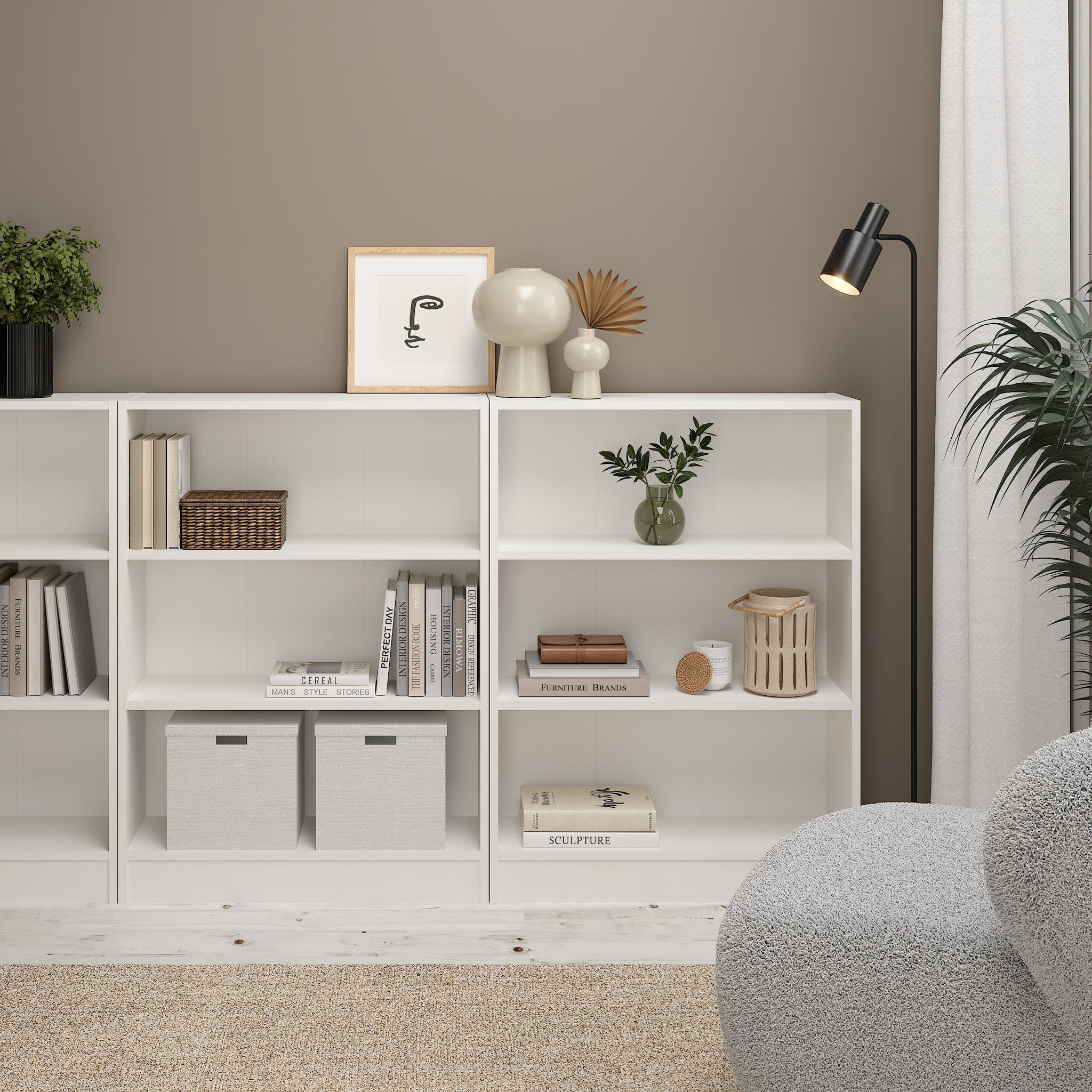 HAKULIN | יחידת מדפים ממלמין, עם מדפים פתוחים