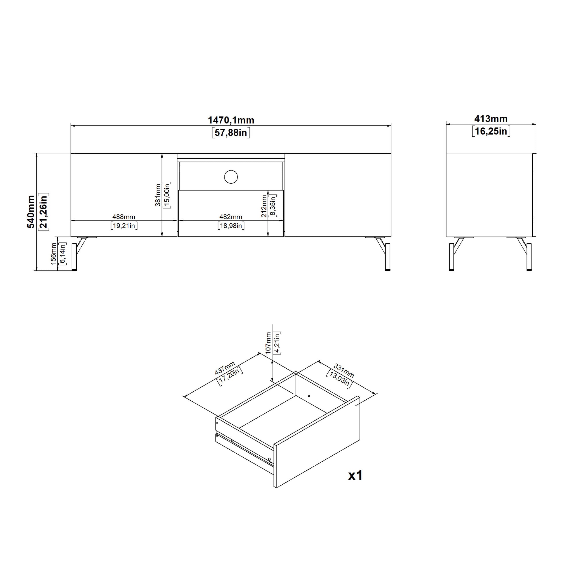 HATCH | מזנון נורדי עם מגירה, מדף פתוח ו-2 דלתות אחסון - KUALA