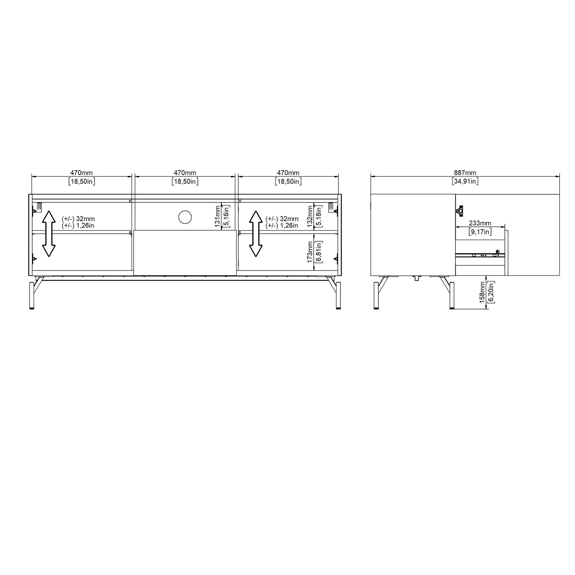 HATCH | מזנון נורדי עם מגירה, מדף פתוח ו-2 דלתות אחסון - KUALA