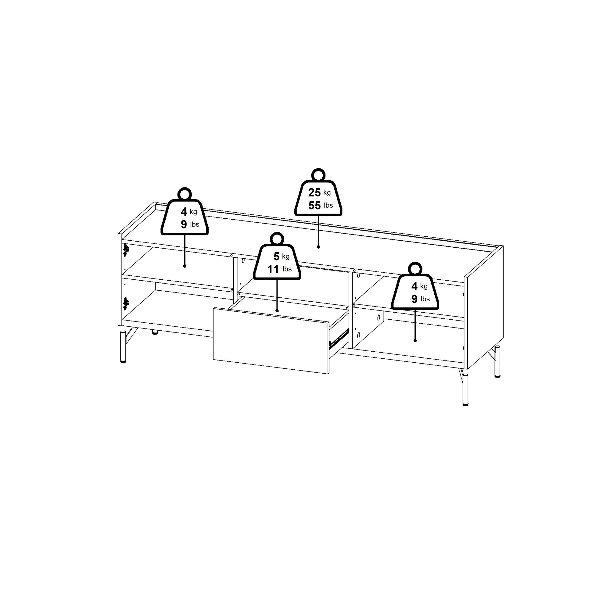 HATCH | מזנון נורדי עם מגירה, מדף פתוח ו-2 דלתות אחסון - KUALA