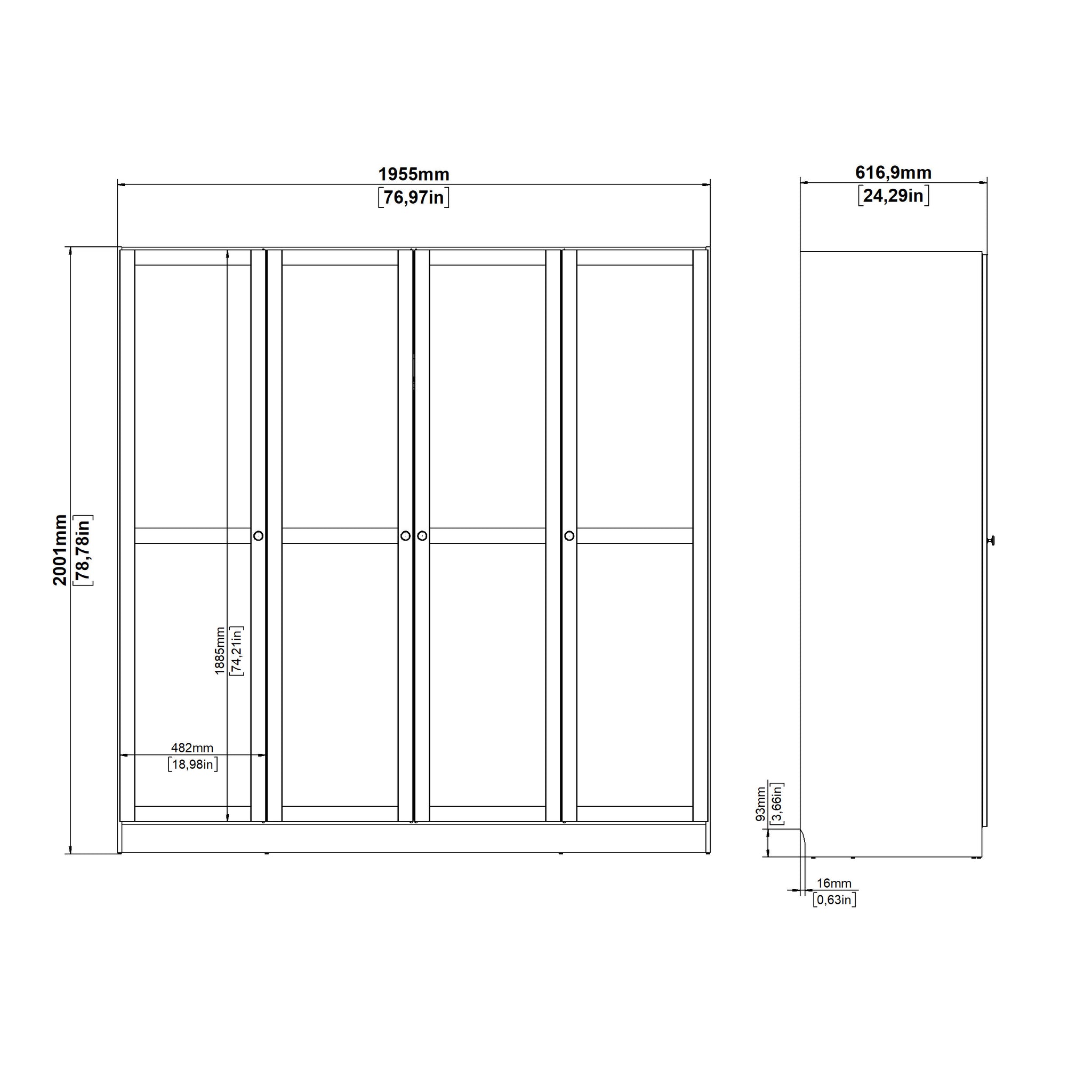 VIDSKARA | ארון פתיחה 4 דלתות בחיפוי מלמין