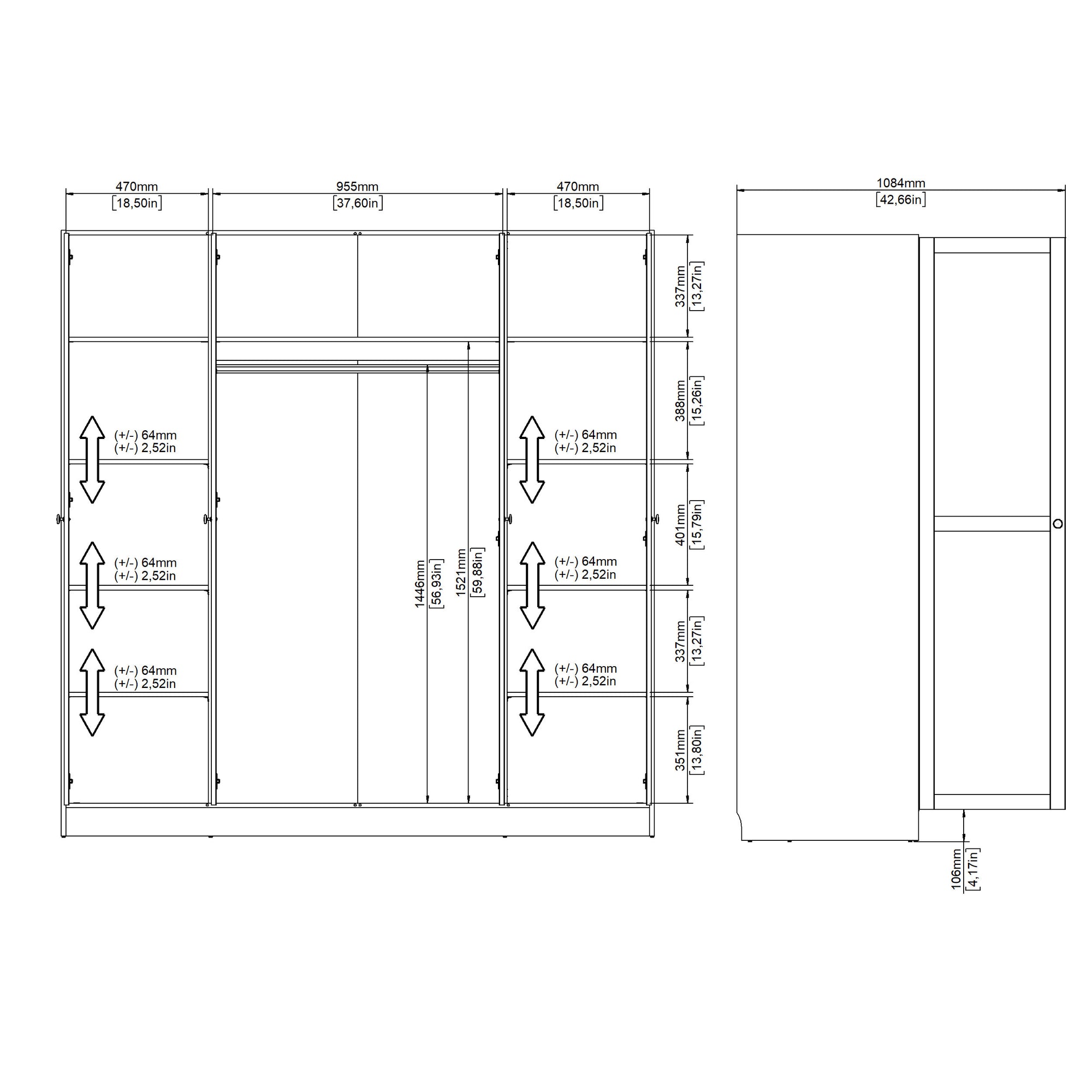 VIDSKARA | ארון פתיחה 4 דלתות בחיפוי מלמין
