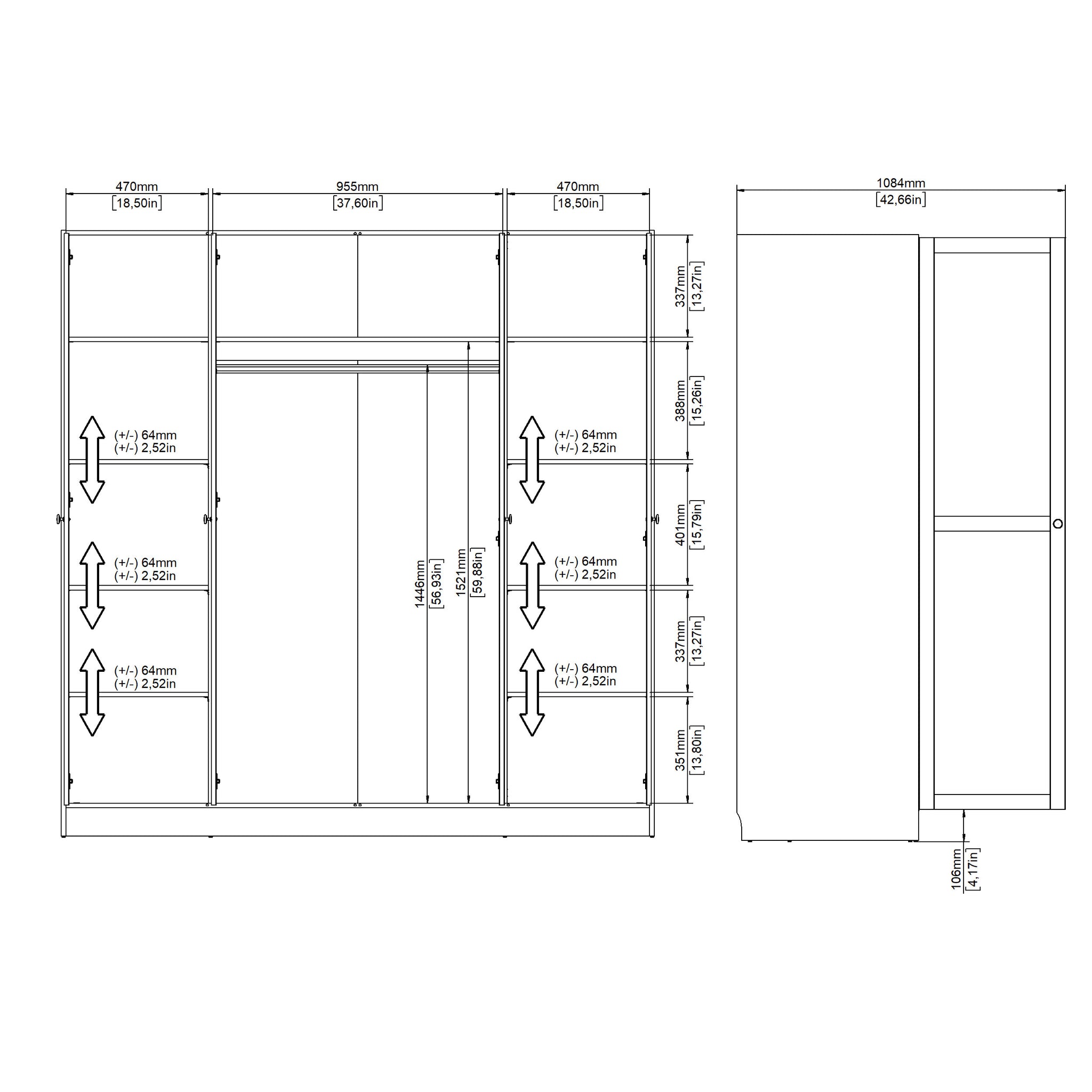 VIDSKARA | ארון פתיחה 4 דלתות בחיפוי מלמין