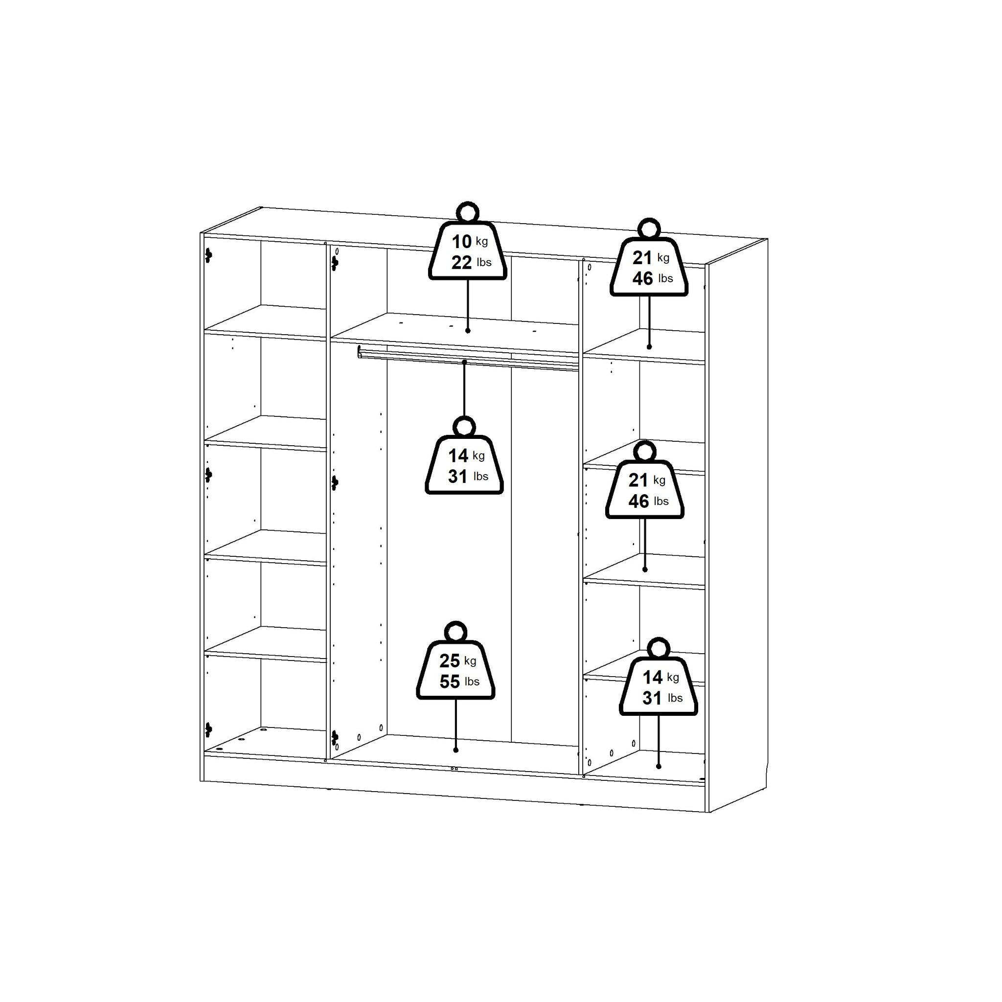 VIDSKARA | ארון פתיחה 4 דלתות בחיפוי מלמין