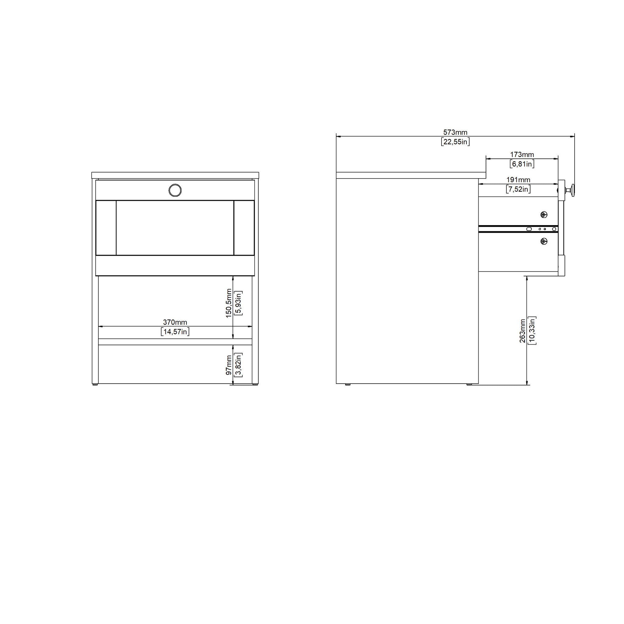 COMET | שידת לילה 40/36 ס"מ, עם מגירה ומדף פתוח - KUALA